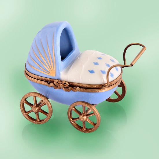 The Cottage Shop - Limoges Blue and white Baby Buggy Box