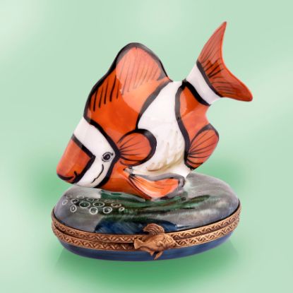 Picture of Limoges Striped Orange and White Fish Box 