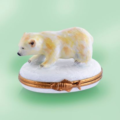 Picture of Limoges Polar Bear on Ice with Fish Clasp
