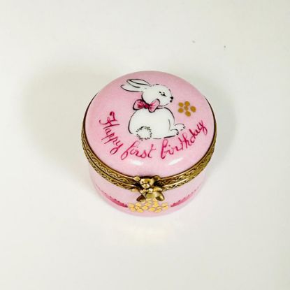 Picture of Limoges Pink Rabbit First Baby Girl Brthday Box 