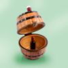 Picture of Limoges Brown Wooden Barrel with Grapes and Red Wine Glass Box  and Bottle Inside