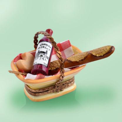 Picture of Limoges Basket with Baguette, Merlot and Cheese Box