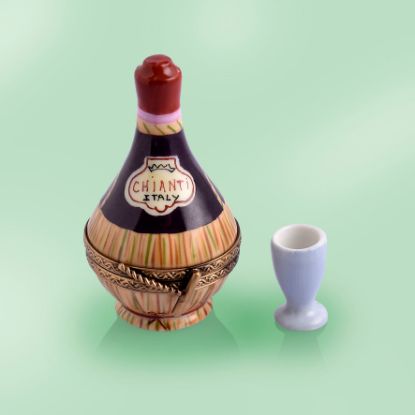 Picture of Limoges  Chianti Wine Bottle Box with Glass 