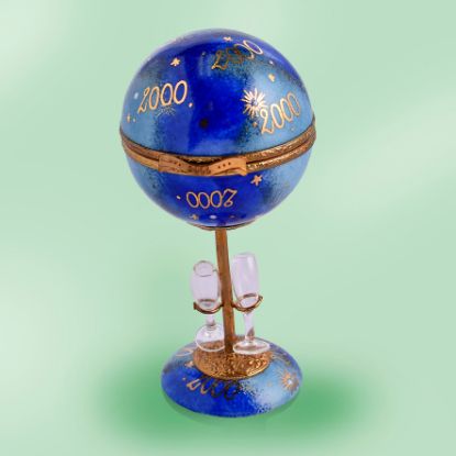 Picture of Limoges  Year 200 Globe in Stand with Champagne Flutes Box