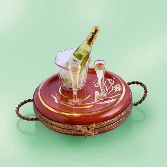 Picture of Limoges Champagne on Bucket with Flutes on Tray Box