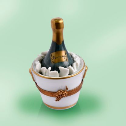 Picture of Limoges Champagne BOttle in White Bucket with Ice Box