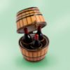 Picture of Limoges Cuvee 98 Wooden Barrel Box and 3 Bottles of Red Wine