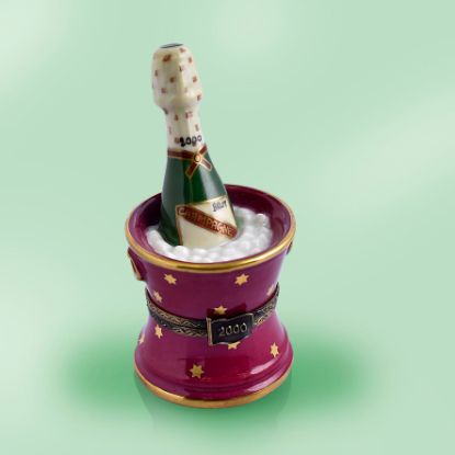 Picture of Limoges Year 2000 Commemorative Champagne in Burgundy Bucket Box