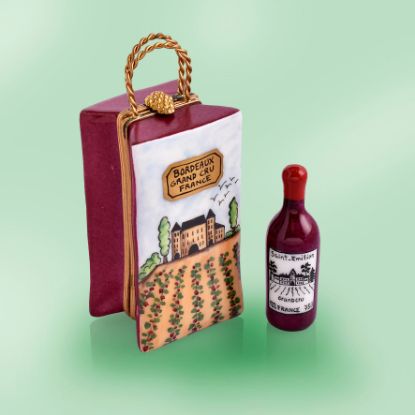 Picture of Limoges St Emilion Bordeau Bag Box with Bottle of Wine