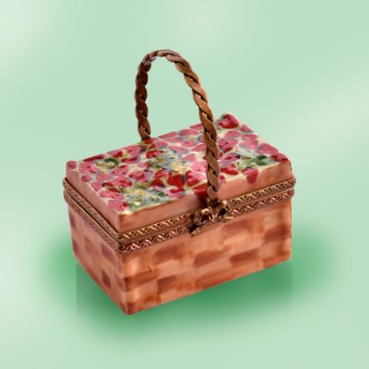 Picture of Limoges Wicker Basket with Strawberries Box and  Strawberry inside 