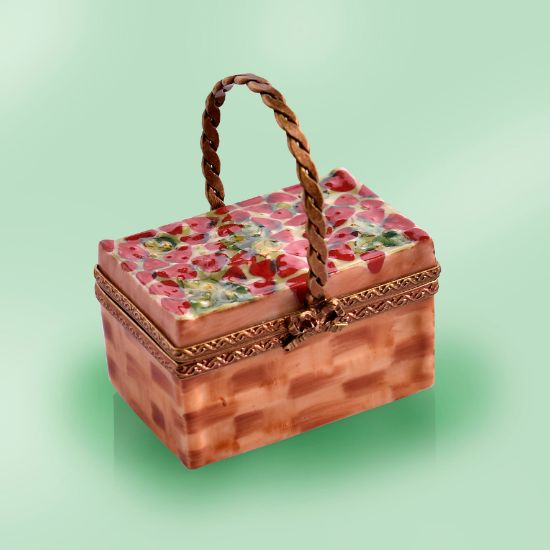 Picture of Limoges Wicker Basket with Strawberries Box and  Strawberry inside 