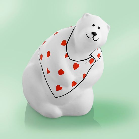 Picture of Italian Polar Bear with Hearts Scarf Figurine 