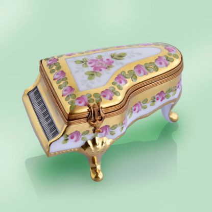 Picture of Limoges Festival of Roses and Gold  Piano Box 