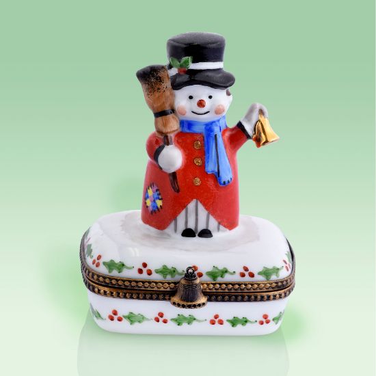 Picture of Limoges Snowman with Bell and Red Coat