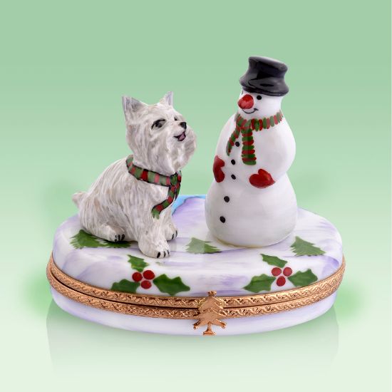 Picture of Limoges Snowman with Westie Box