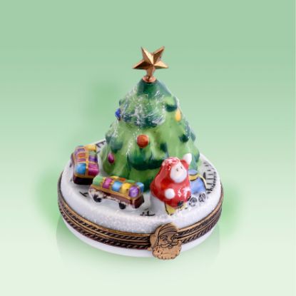 Picture of Limoges Santa and Train by Tree Box