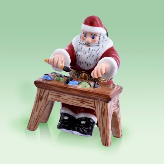 Picture of Limoges Santa Toy Maker with Wooden Toy Box