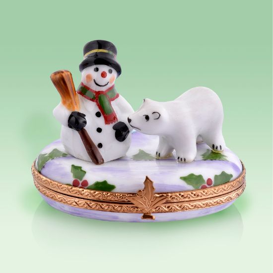 Picture of Limoges Snowman with Polar Bear Box