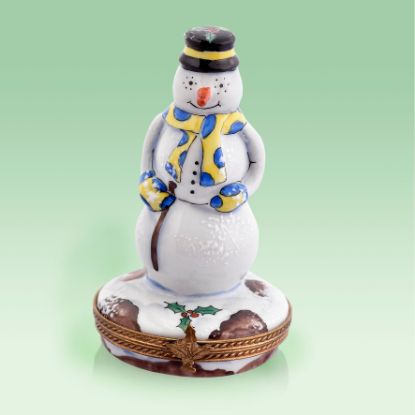 Picture of Limoges Snowman with Yellow and Blue Scarf Box