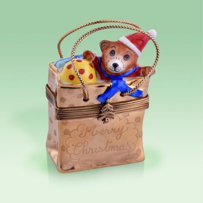 Picture of Limoges Merry Christmas Teddy in Bag Box