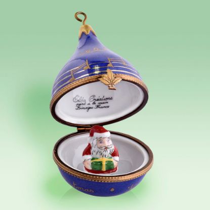 Picture of Limoges Christmas Holiday Blue Drop with Santa Box