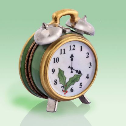 Picture of Limoges Green and Gold Holiday Alarm Clock 