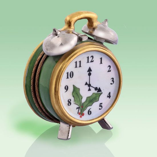 Picture of Limoges Green and Gold Holiday Alarm Clock 