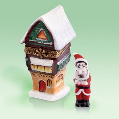 Picture of Limoges Tall House  Box with Santa 