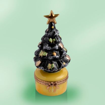 Picture of Limoges Christmas Tree with Green Bows and Yellow Base Box