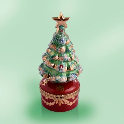 Picture of Limoges Christmas Tree with Gold Star Red Base box