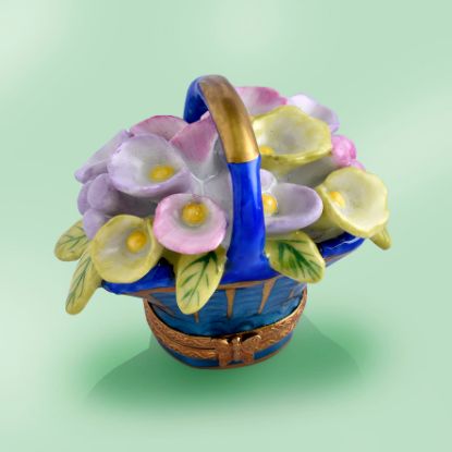 Picture of Limoges Lilies in Blue Basket Box