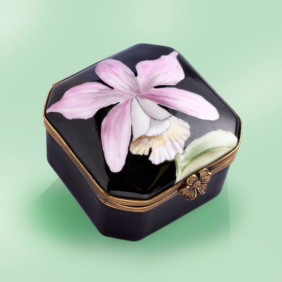 Picture of Limoges Orchid on Black Box