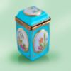 Picture of Limoges Turquoise Tea Jar with Flowers Box