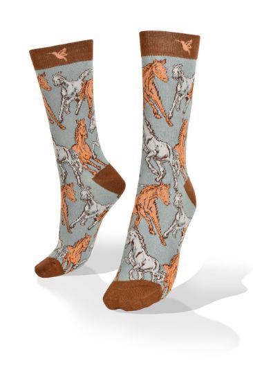 Picture of Horses on Gray Exclusive Design Socks