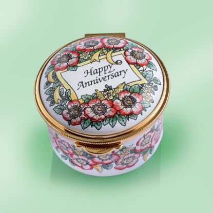 Picture of Happy Anniversary Staffordshire English Enamel