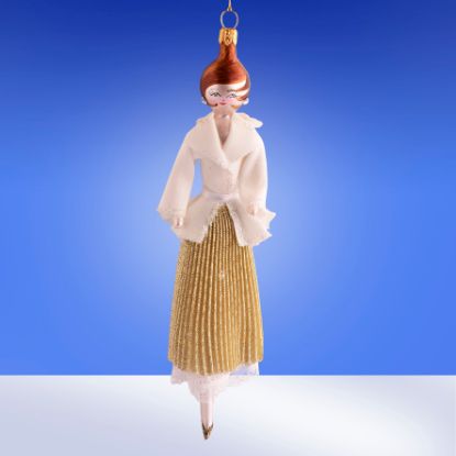 Picture of De Carlini Lady in Gold Pleated Skirt Ornament