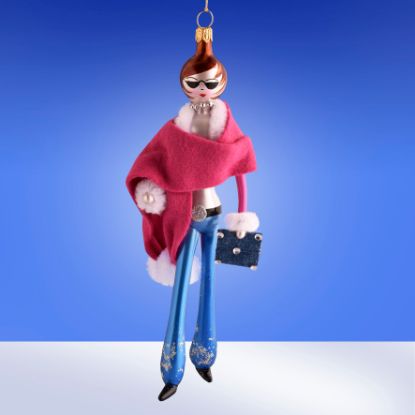 Picture of De Carlini Lady in Fuchsia Scarf and Jeans Ornament