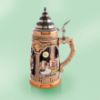 Picture of German 3D Panorama Greece Earthenware Beerstein  with Pewter Lid. 