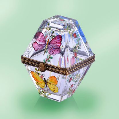 Picture of Crystal  Handpainted Butterflies  HInged Box