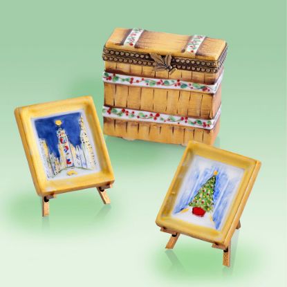 Picture of Limoges Holiday Times Square Crate Box with 2 Porcelain Paintings 