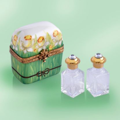 Picture of Limoges  Daffodils Perfume Chest Box with 2 Perfume Bottles