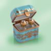 Picture of Limoges Turquoise and Gold Perfume Chest Box with 2 Perume Bottles 