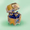 Picture of Limoges Imperial Gold Perfume Chest with Flowers and 4 Blue Bottles  