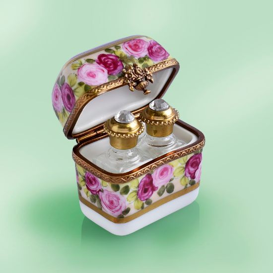 Picture of Limoges Romantic Roses Chest Box  with Perfume Bottles 