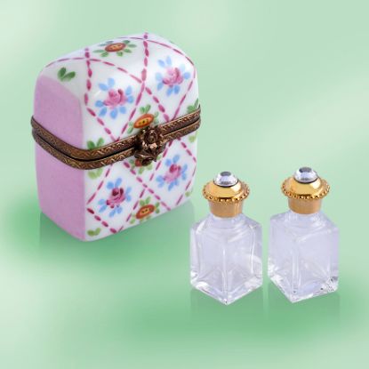 Picture of Limoges Pink Field Flowers Perfume Chest Box with 2 Bottles