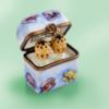 Picture of Limoges Blue Perfume Chest Box with Pansies and 2 Glass Bottles 