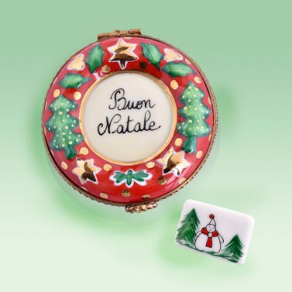 Picture of Limoges Buon Natale Wreath Box with Snowman Card