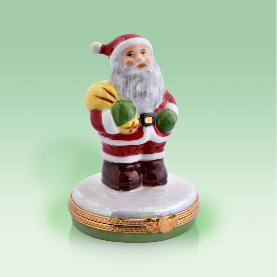 Picture of Limoges Santa with Yellow Bag of Toys Box