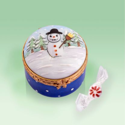 Picture of Limoges Snowman Candy Box with Candy