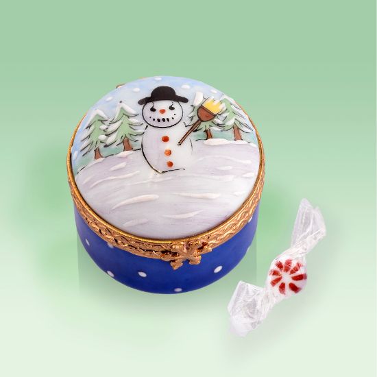 Picture of Limoges Snowman Candy Box with Candy